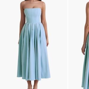 House of CB Strapless Midi Dress in Light Blue